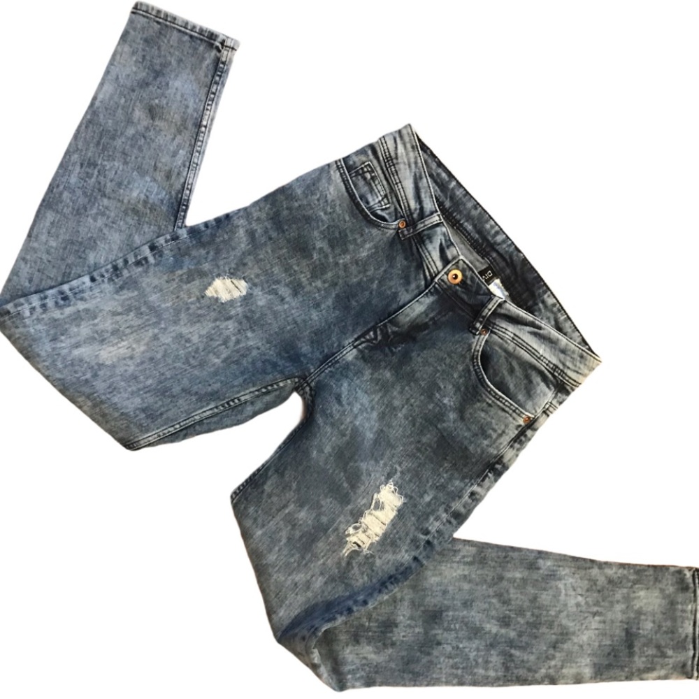 H & M Divided Acid Wash Distressed Skinny Jeans 4